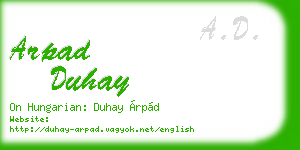 arpad duhay business card